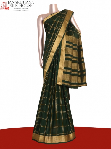 Pure Double Checks Zari Mysore Crepe Silk Saree